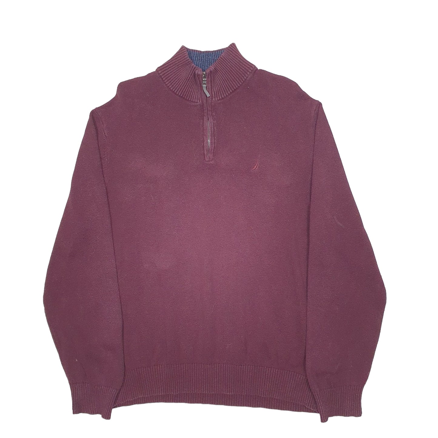 Mens Burgundy Nautica Knit Quarter Zip Jumper