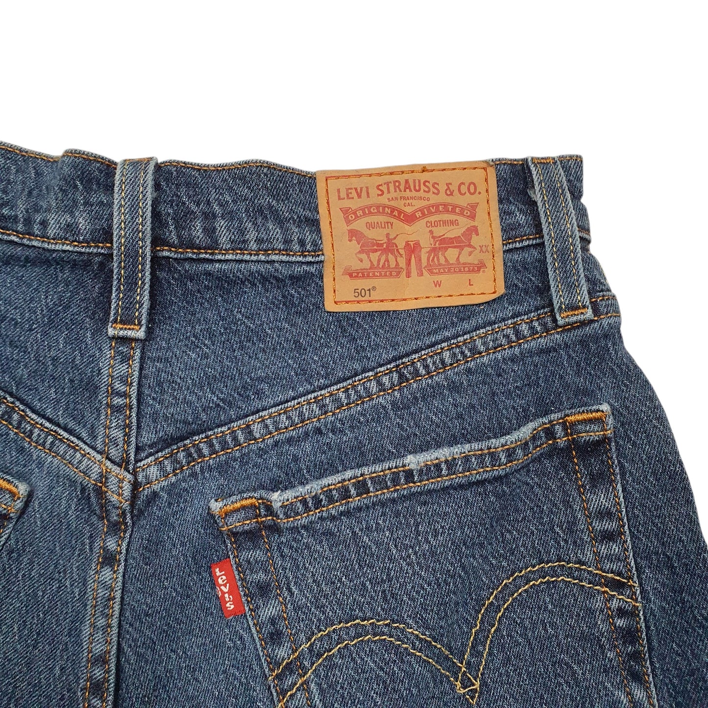 Womens Blue Levis 501 Jorts Hot Pants Denim Shorts