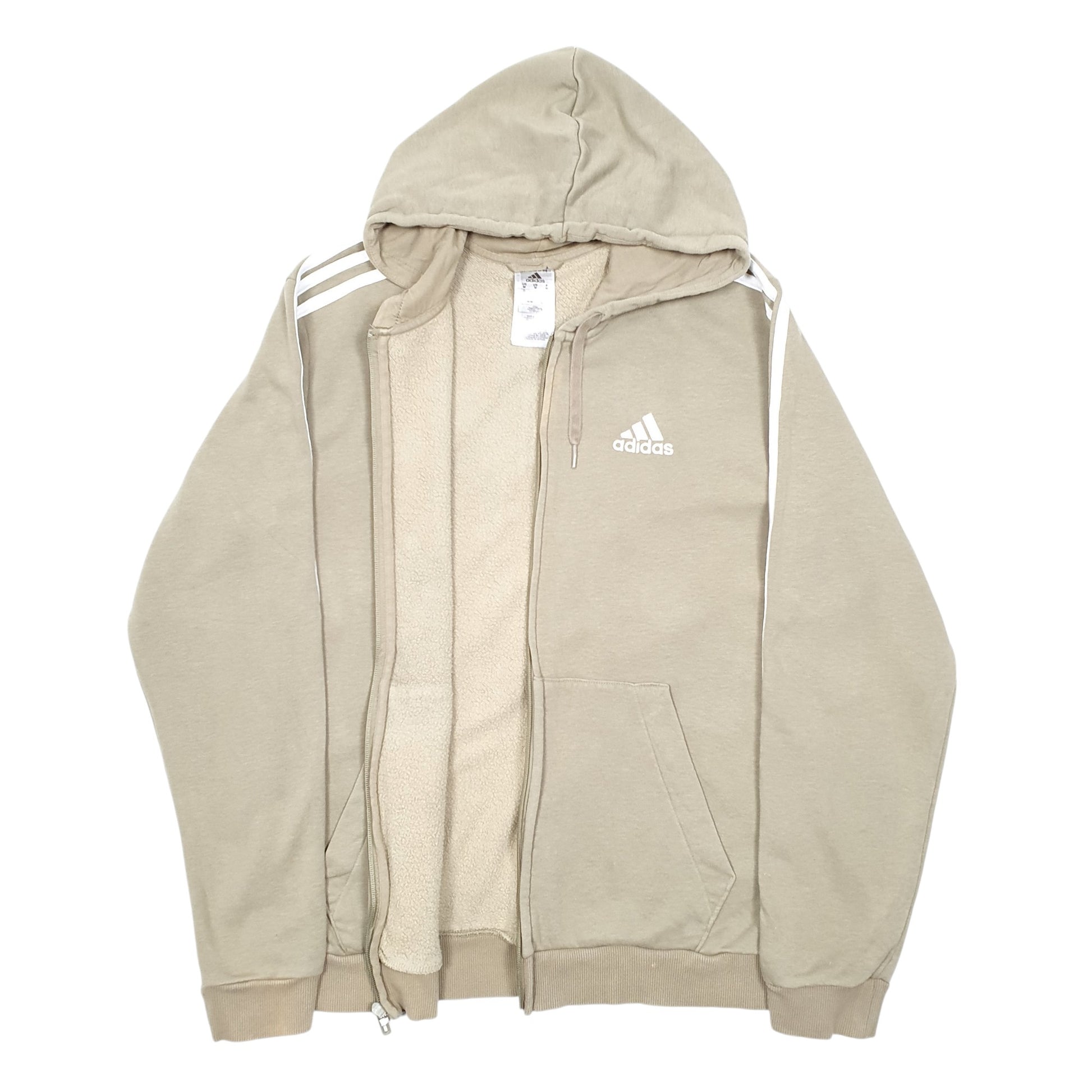 Mens Khaki Adidas Hoodie Full Zip Jumper