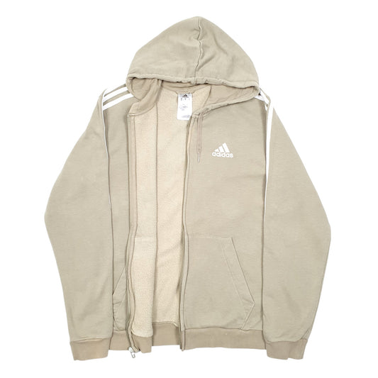 Mens Khaki Adidas Hoodie Full Zip Jumper