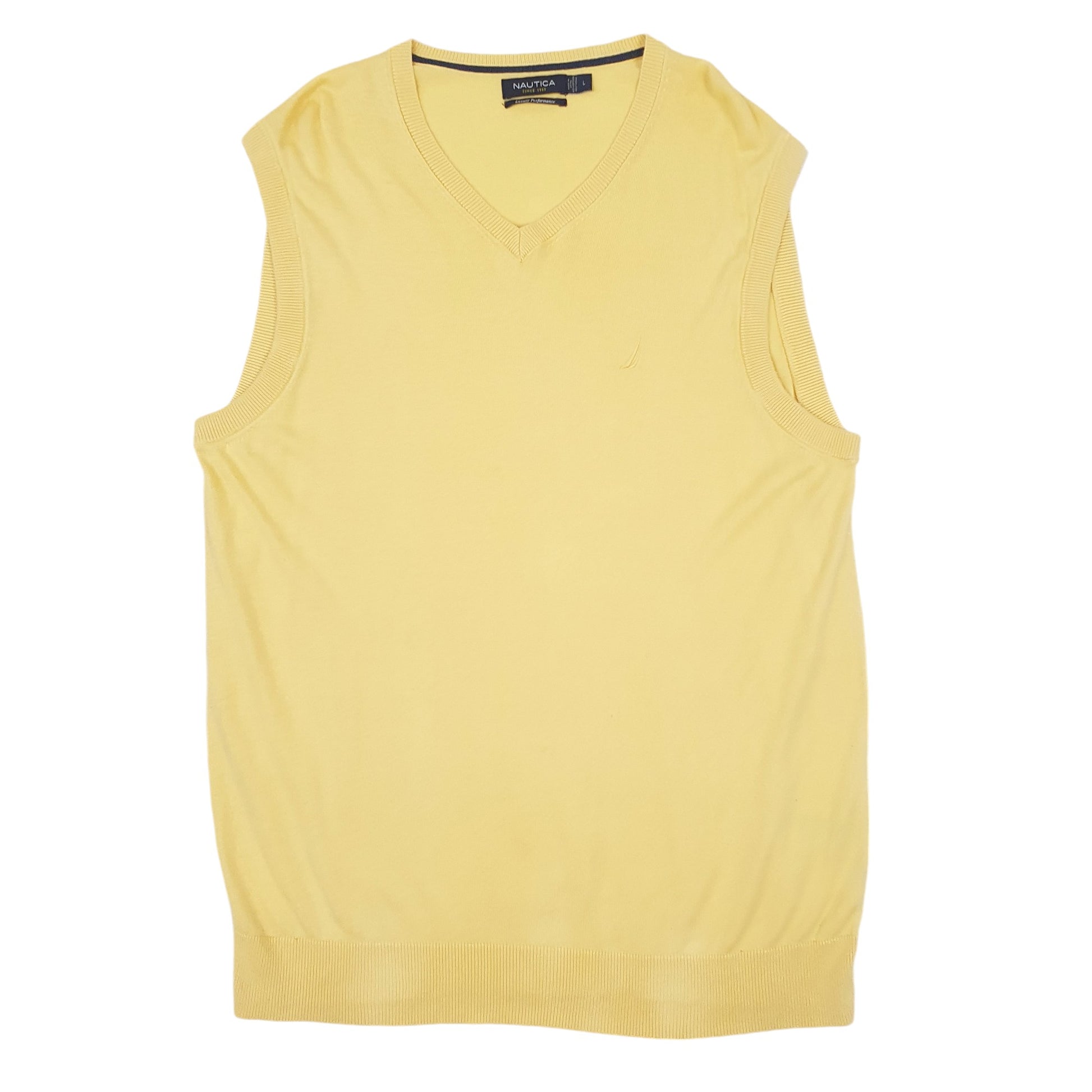 Mens Yellow Nautica Luxury Performance Vest Jumper