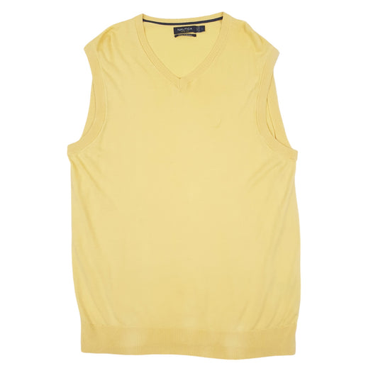 Mens Yellow Nautica Luxury Performance Vest Jumper