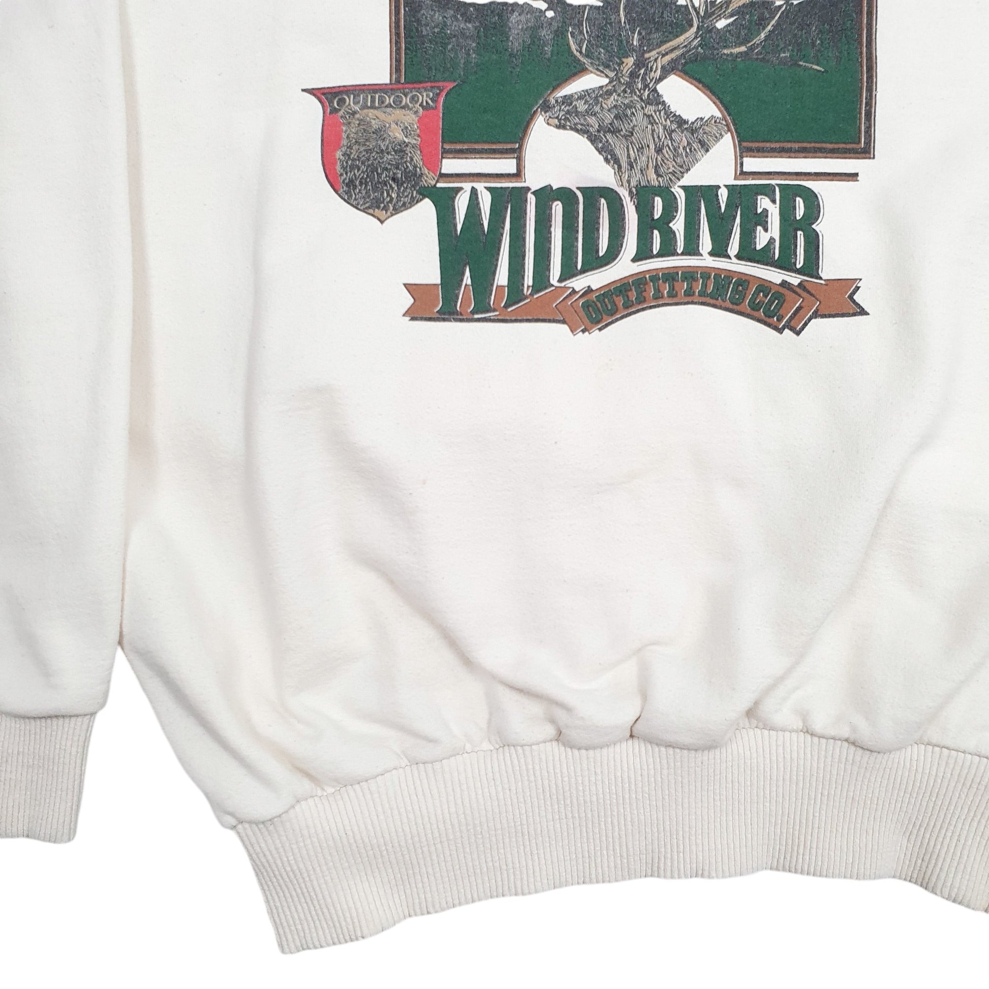 Mens Cream Wind River Outfitters Spellout Canada Moose Crewneck Jumper