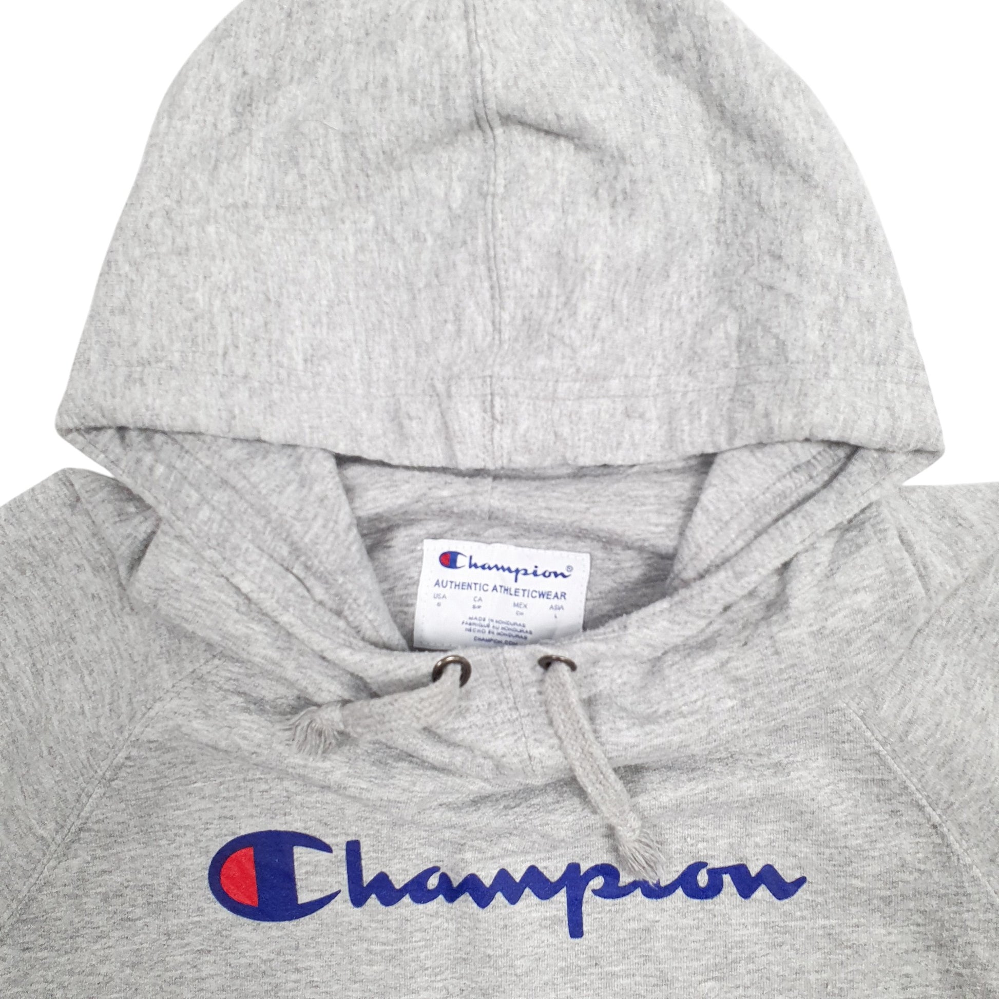 Womens Grey Champion Spellout Hoodie Jumper