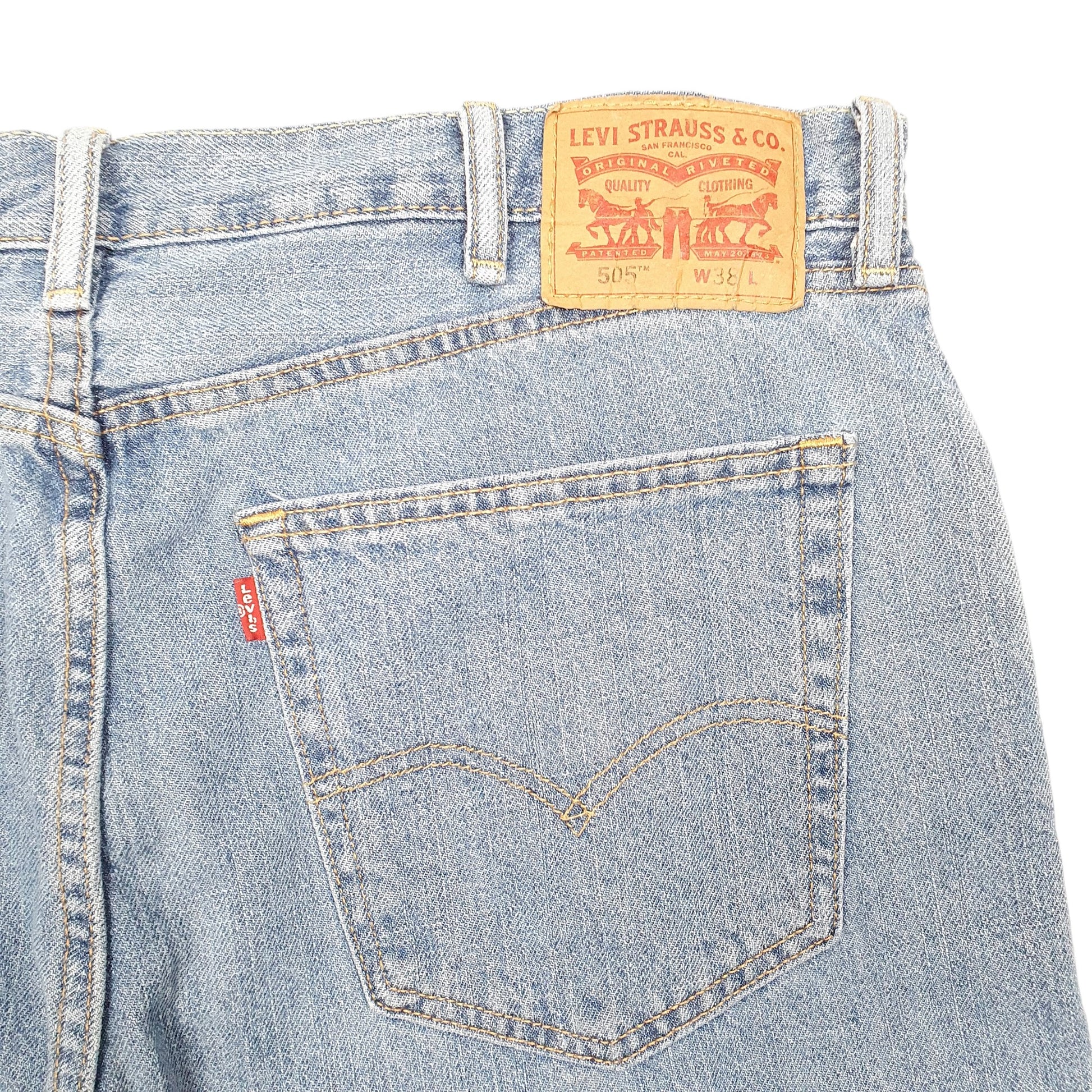 Mens Blue Levis Denim Jeans Jorts 505 Regular Denim Shorts