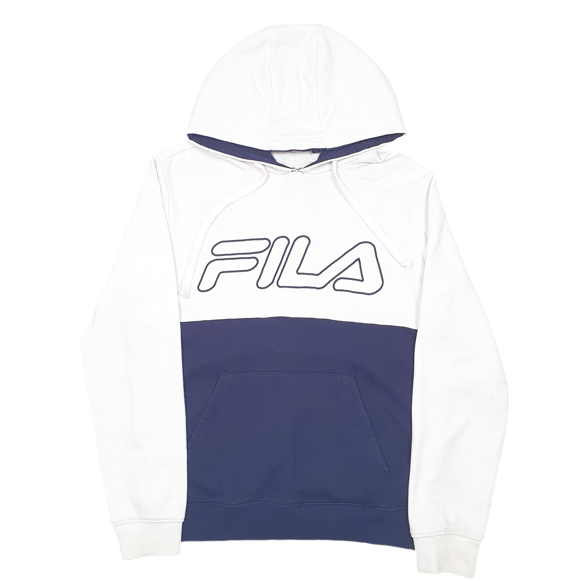 Mens White Fila Spellout Hoodie Jumper