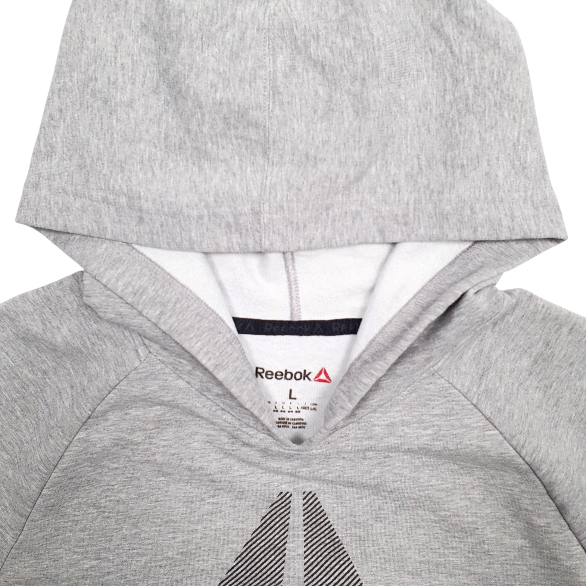 Mens Grey Reebok Spellout Hoodie Jumper