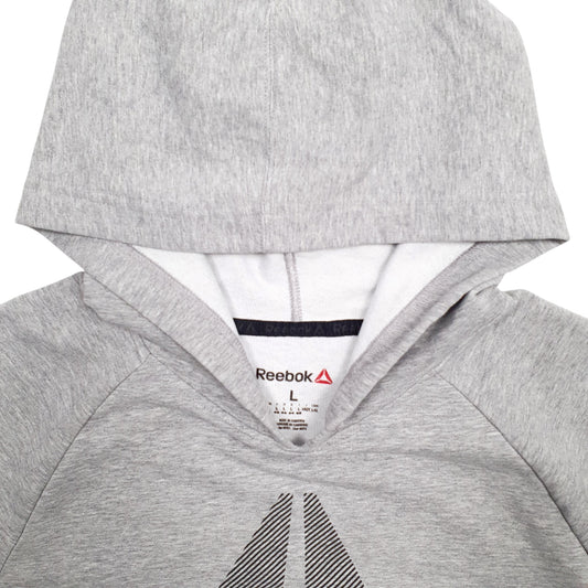 Mens Grey Reebok Spellout Hoodie Jumper