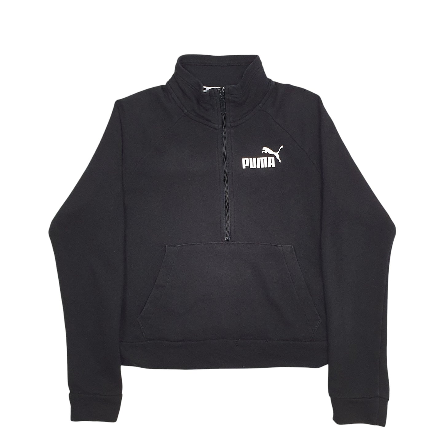 Womens Black Puma  Quarter Zip Jumper