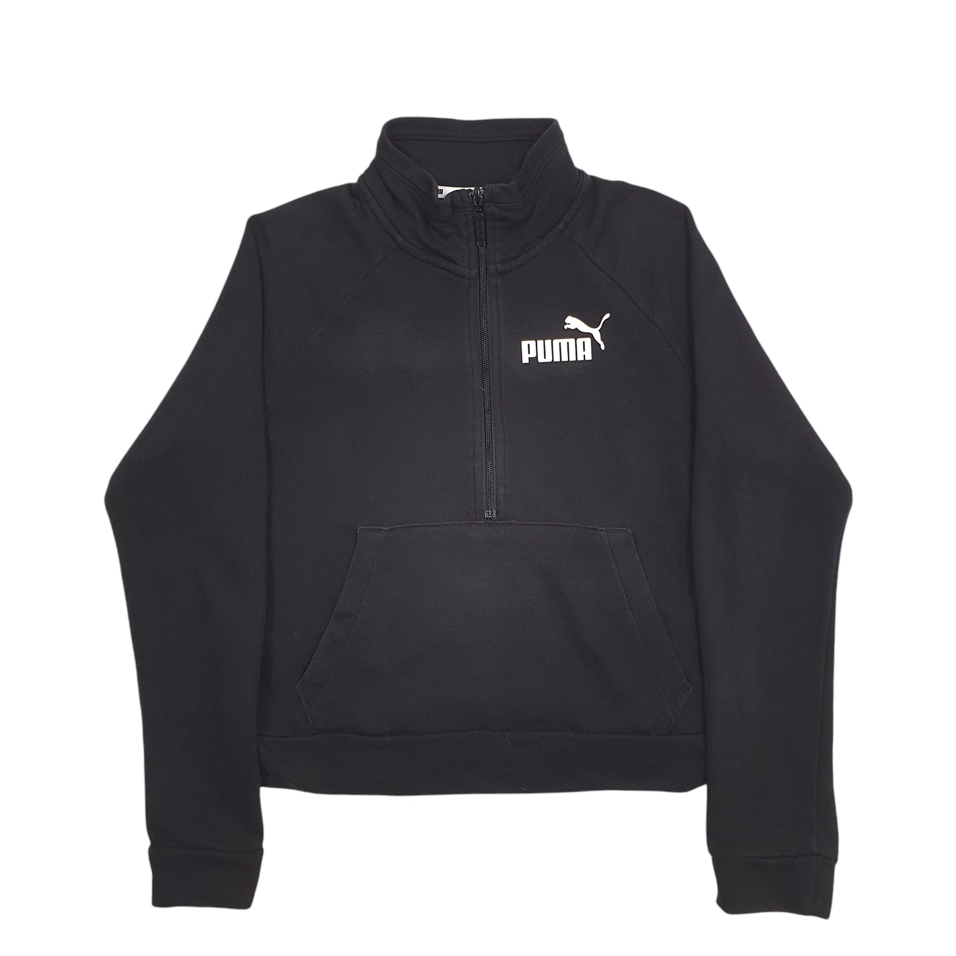 Womens Black Puma  Quarter Zip Jumper