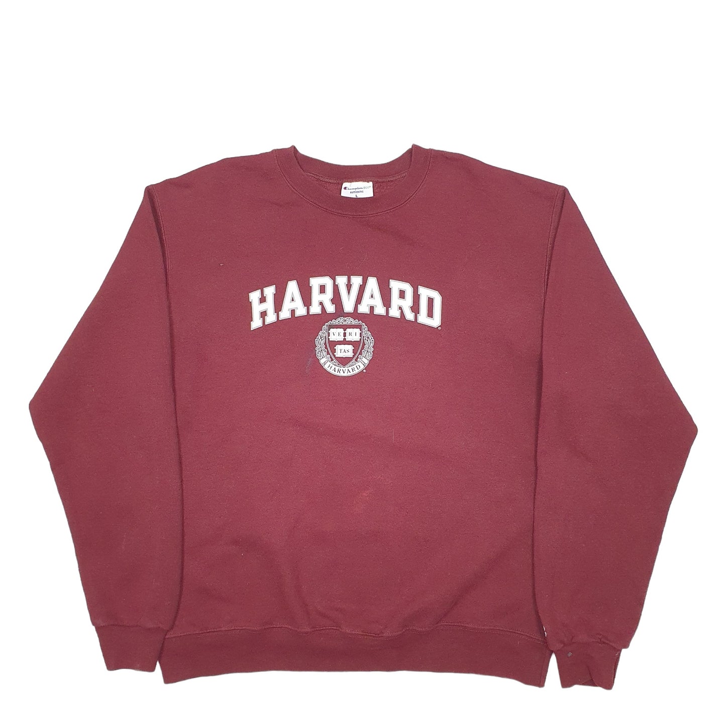 Mens Burgundy Champion Harvard University Spellout Crewneck Jumper