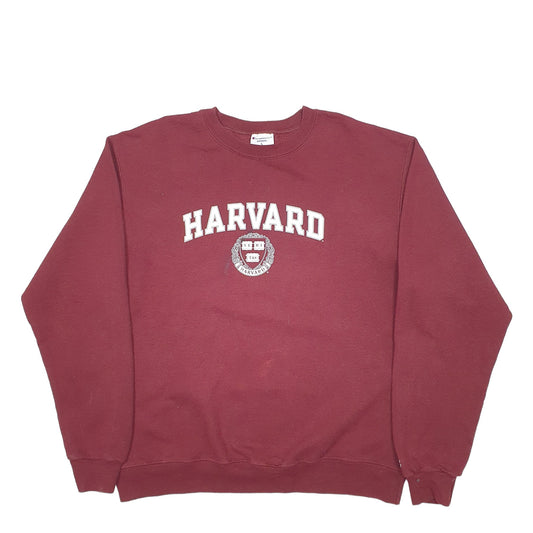 Mens Burgundy Champion Harvard University Spellout Crewneck Jumper