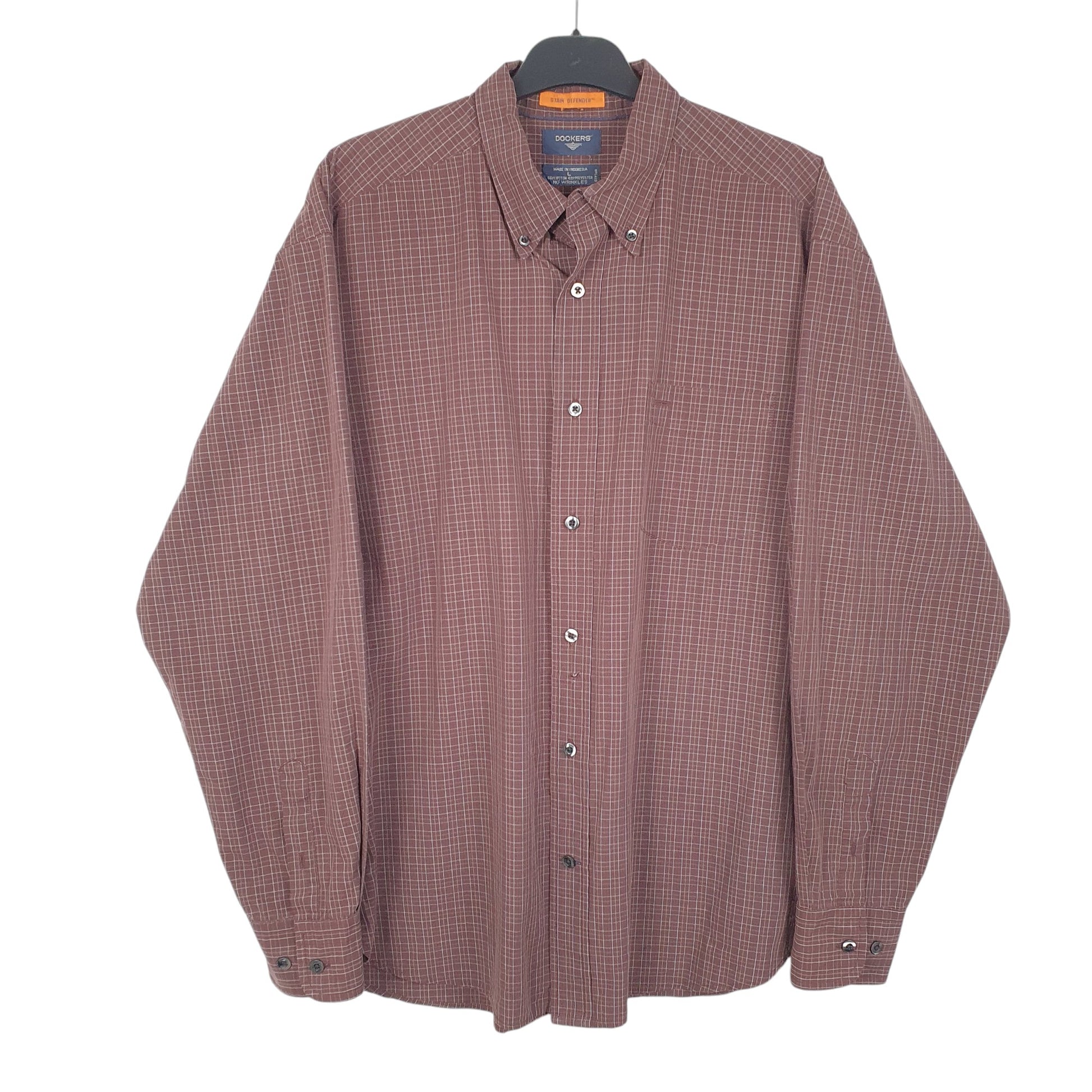 Mens Burgundy Dockers  Long Sleeve Shirt