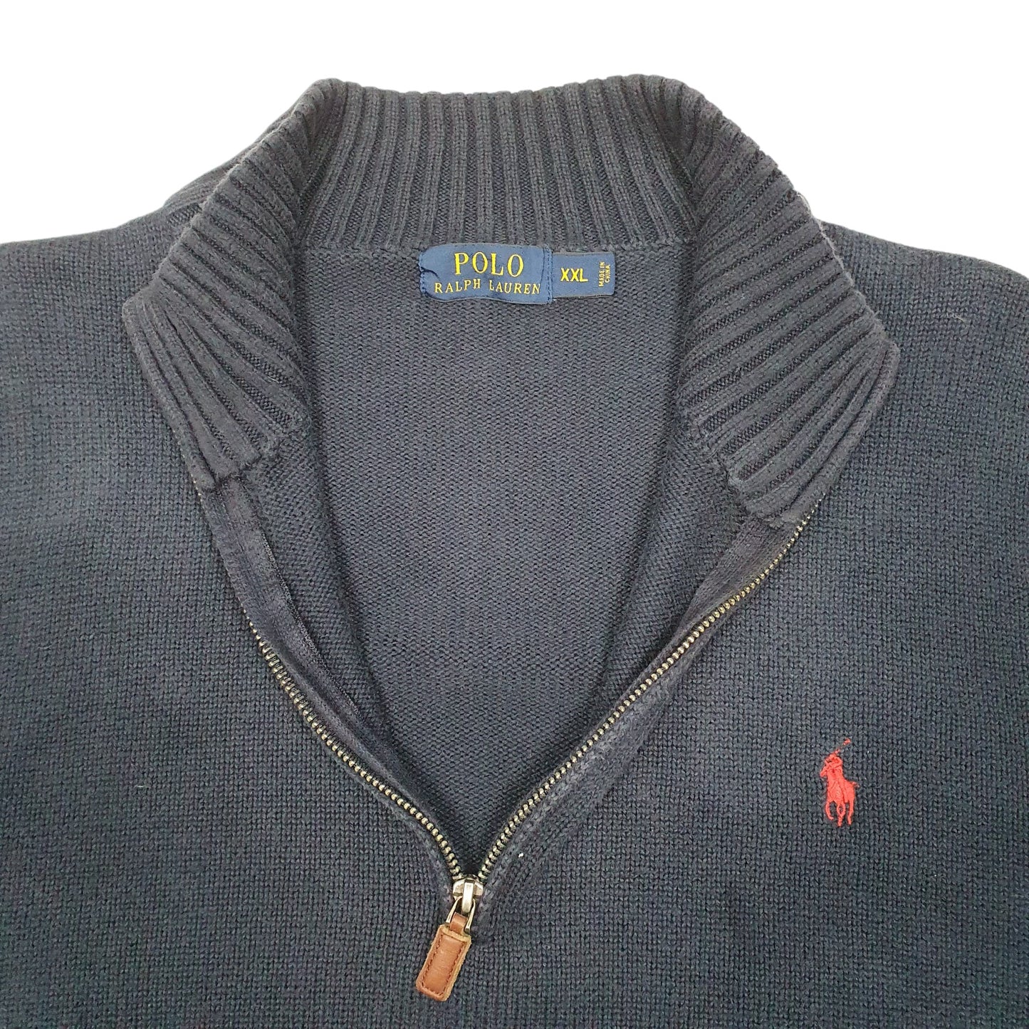 Mens Navy Polo Ralph Lauren Knit Quarter Zip Jumper