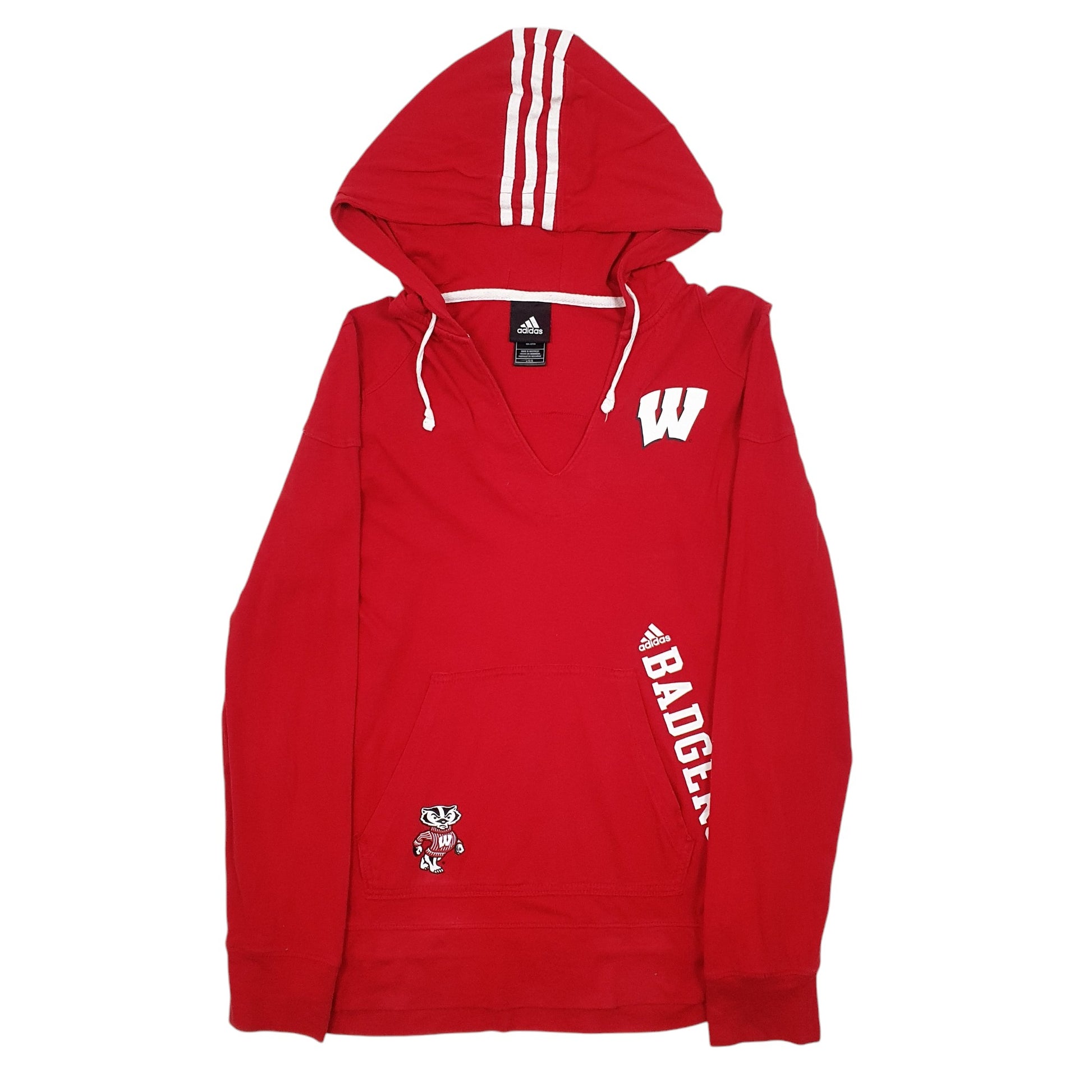 Womens Red Adidas Badgers Hoodie Jumper