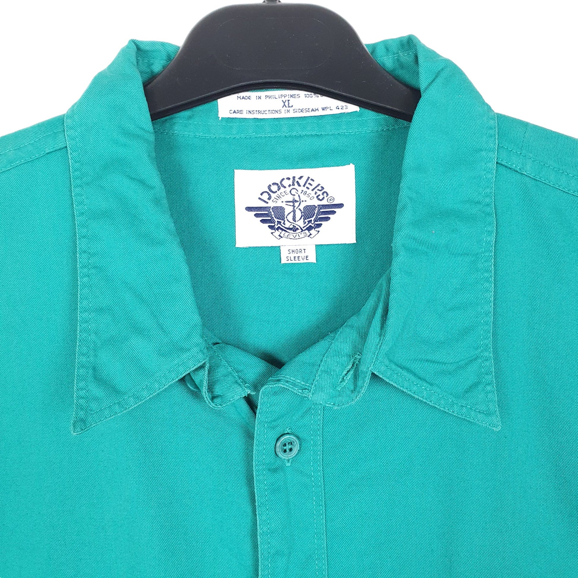 Mens Green Dockers Workwear Short Sleeve Shirt