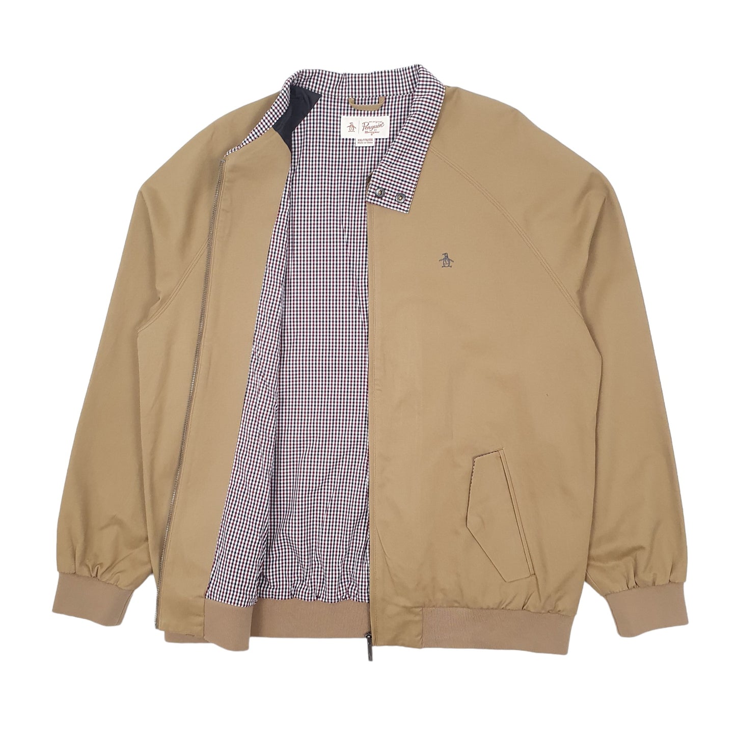 Mens Beige Penguin Bomber Windreaker  Coat