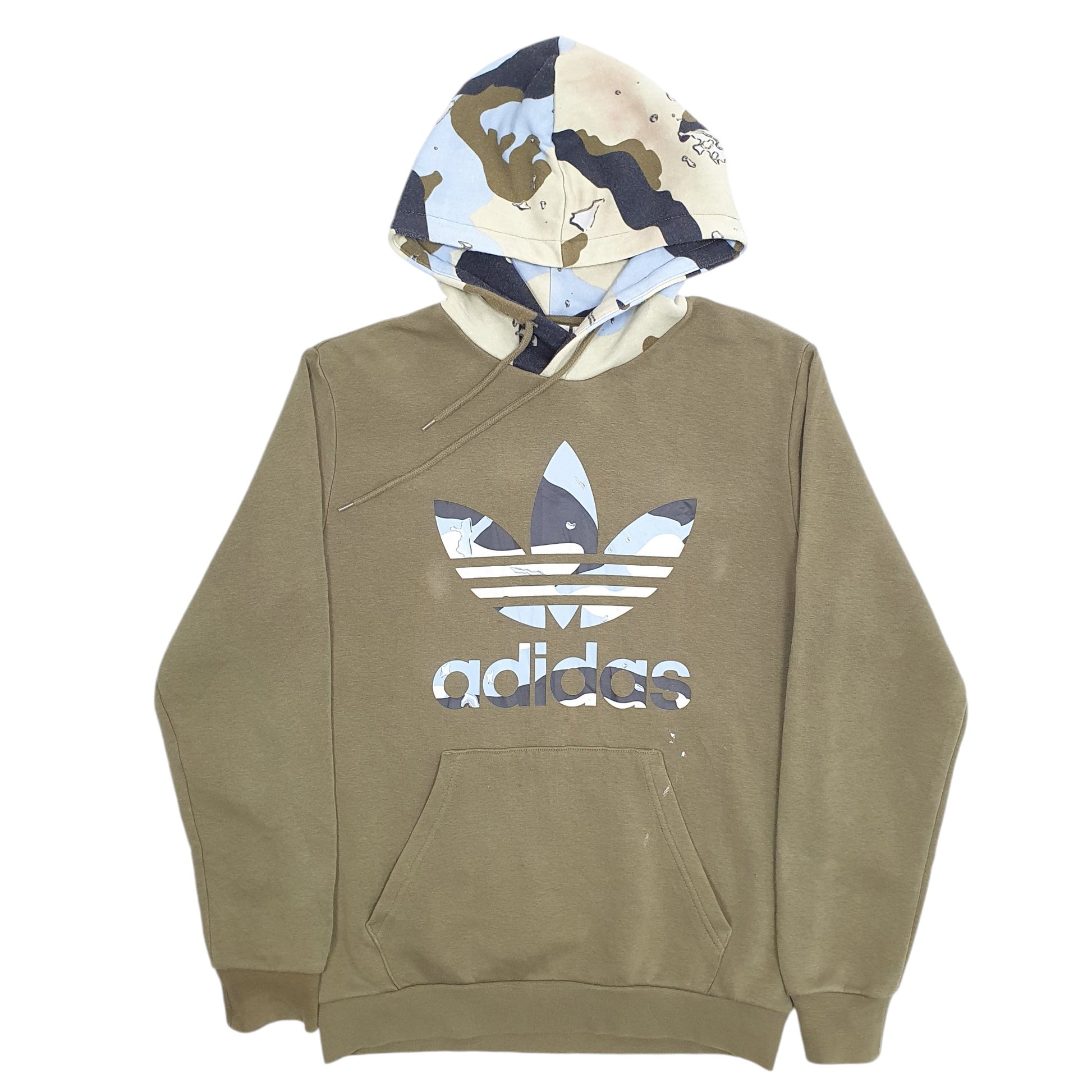 Mens Adidas Khaki Hoodie Spellout Jumper S – Bundl Clothing