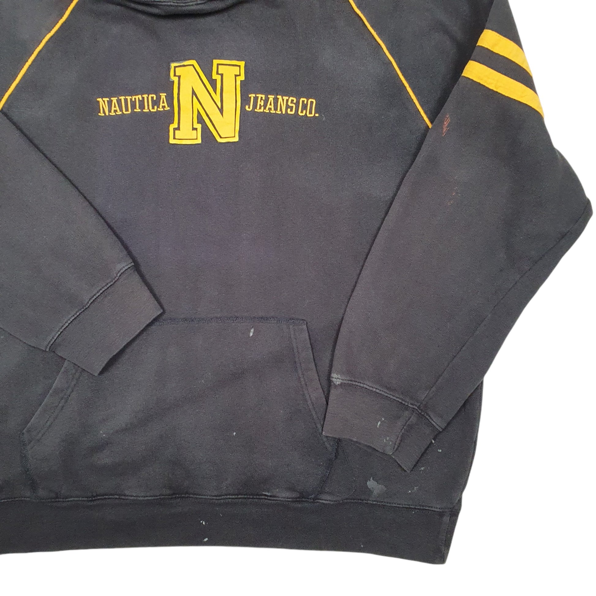 Mens Black Nautica Vintage Spellout Raglan Hoodie Jumper