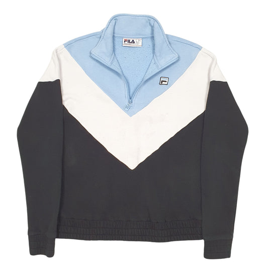 Mens Black Fila  Quarter Zip Jumper