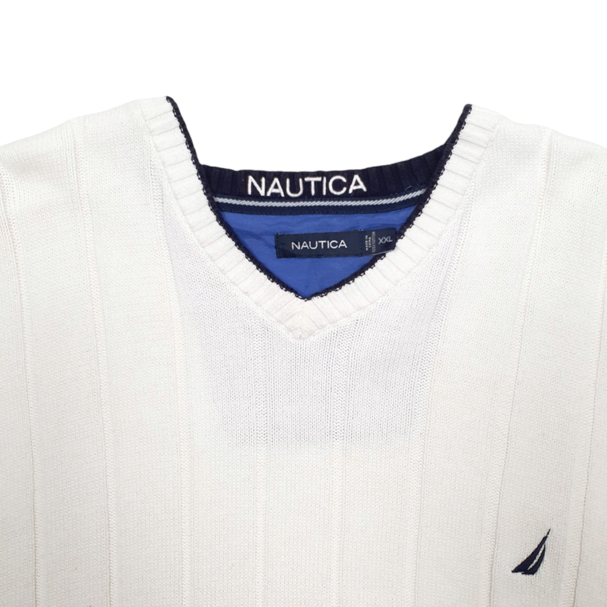 Mens White Nautica Knit Crewneck Jumper