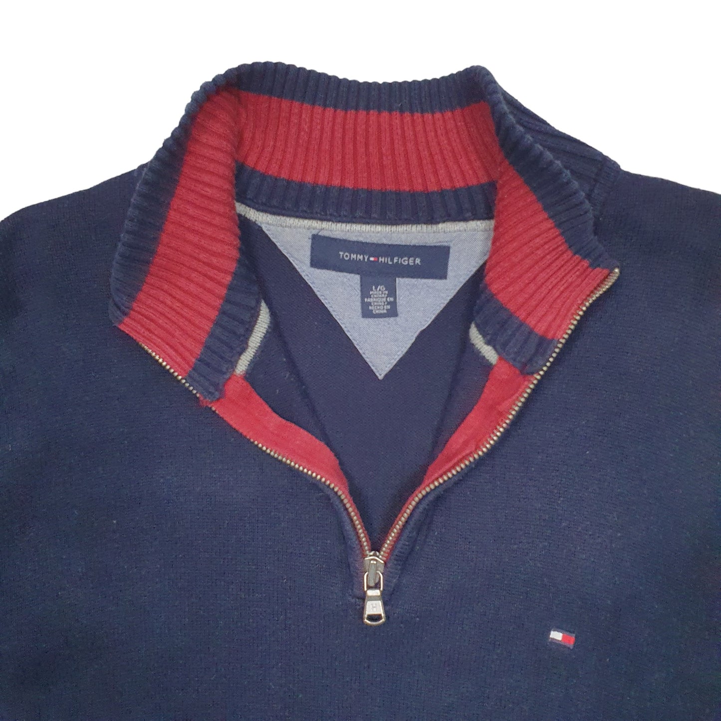 Mens Navy Tommy Hilfiger Knit Quarter Zip Jumper