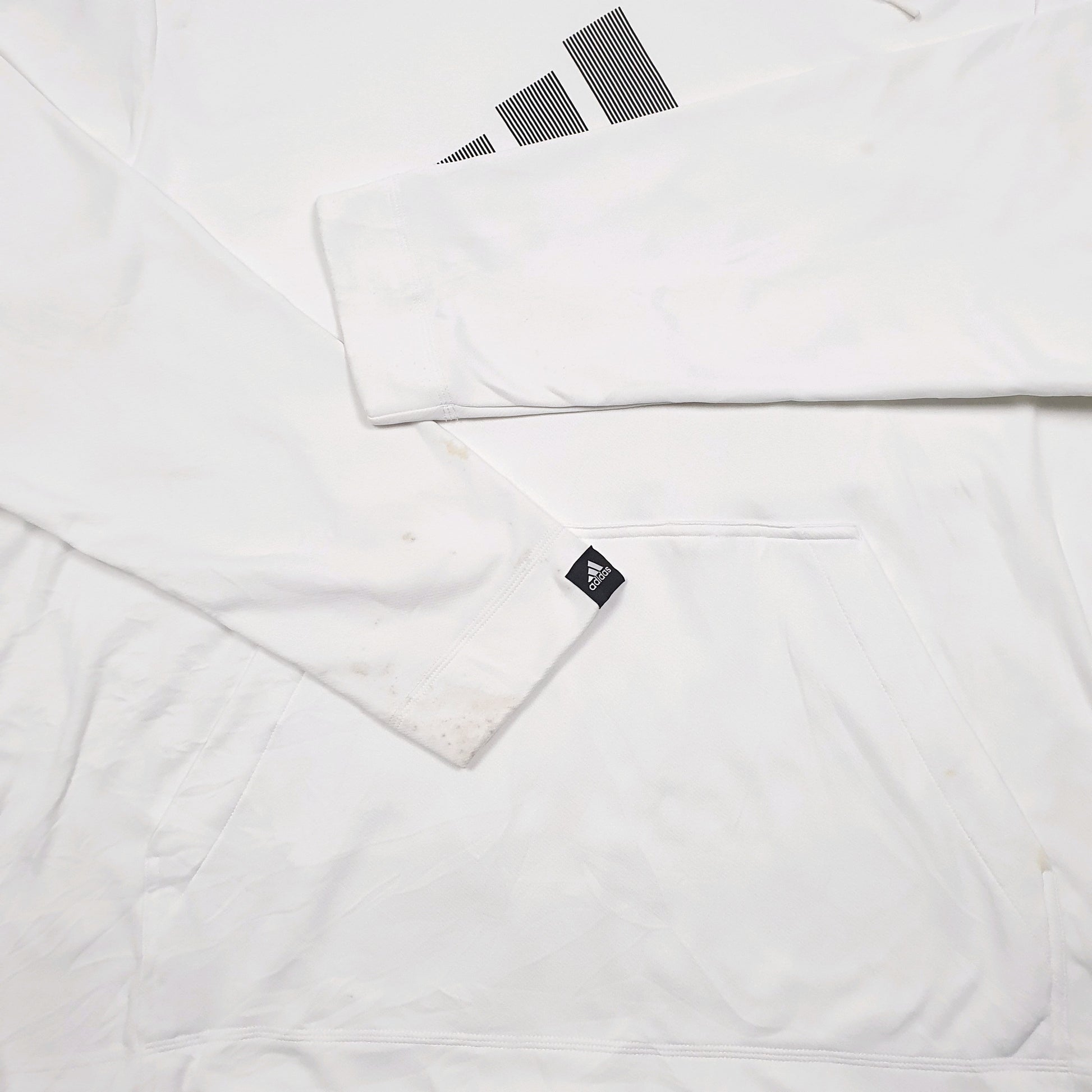 Mens White Adidas Spellout Active Workout Gym Running Hoodie Jumper