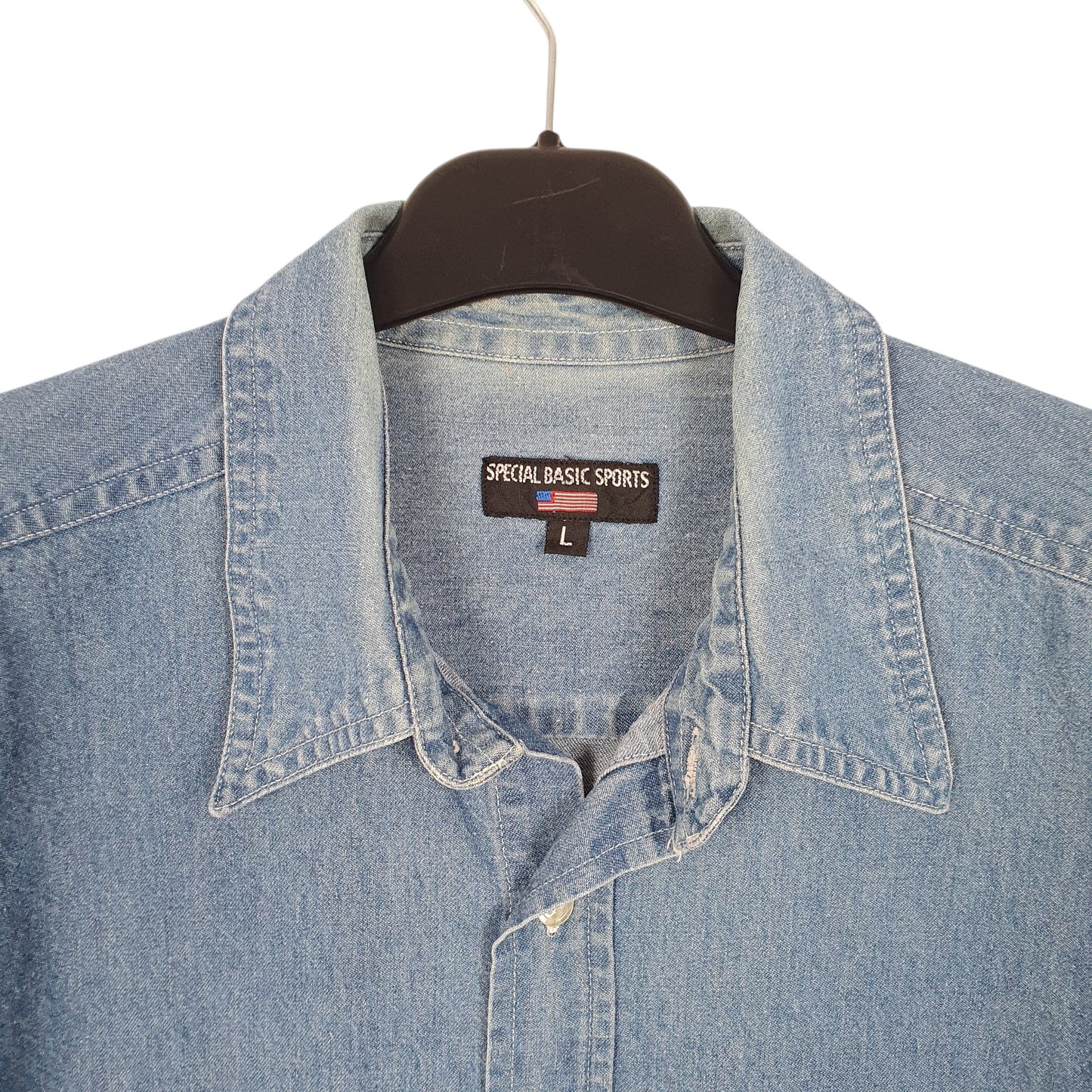 Mens Blue Special Basic Sports Denim Short Sleeve Shirt