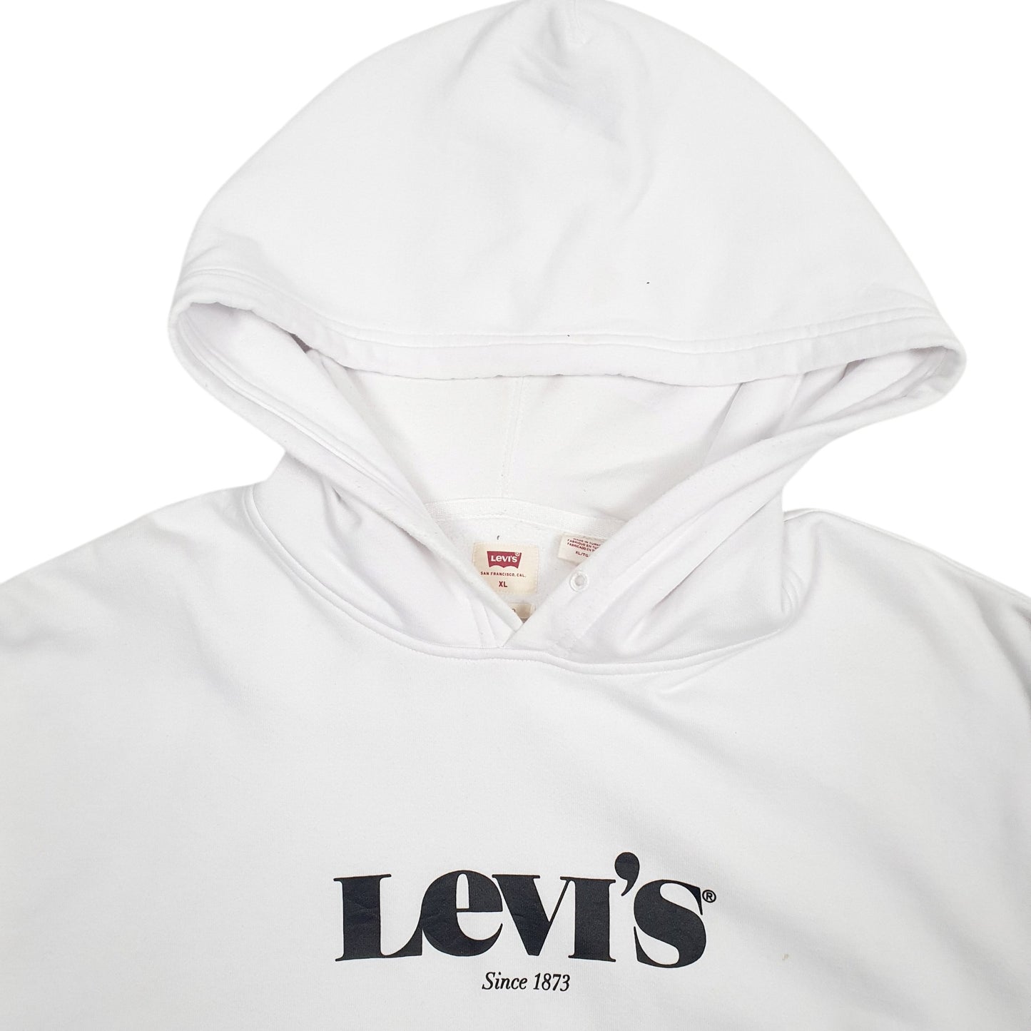 Mens White Levis Spellout Relaxed Hoodie Jumper