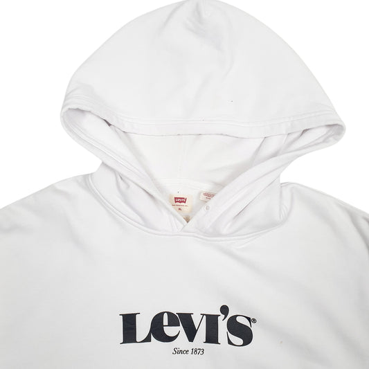 Mens White Levis Spellout Relaxed Hoodie Jumper