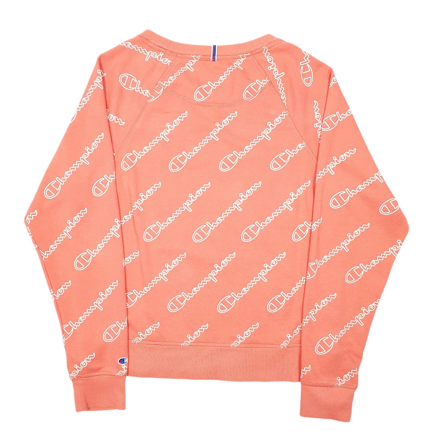 Womens Pink Champion Script Raglan Crewneck Jumper
