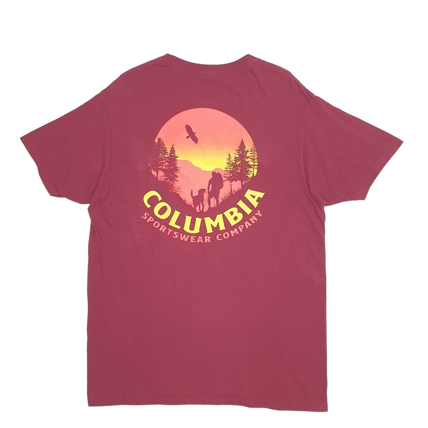 Mens Burgundy Columbia Sportswear Backprint Short Sleeve T Shirt