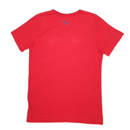 Mens Red Puma Spellout Short Sleeve T Shirt