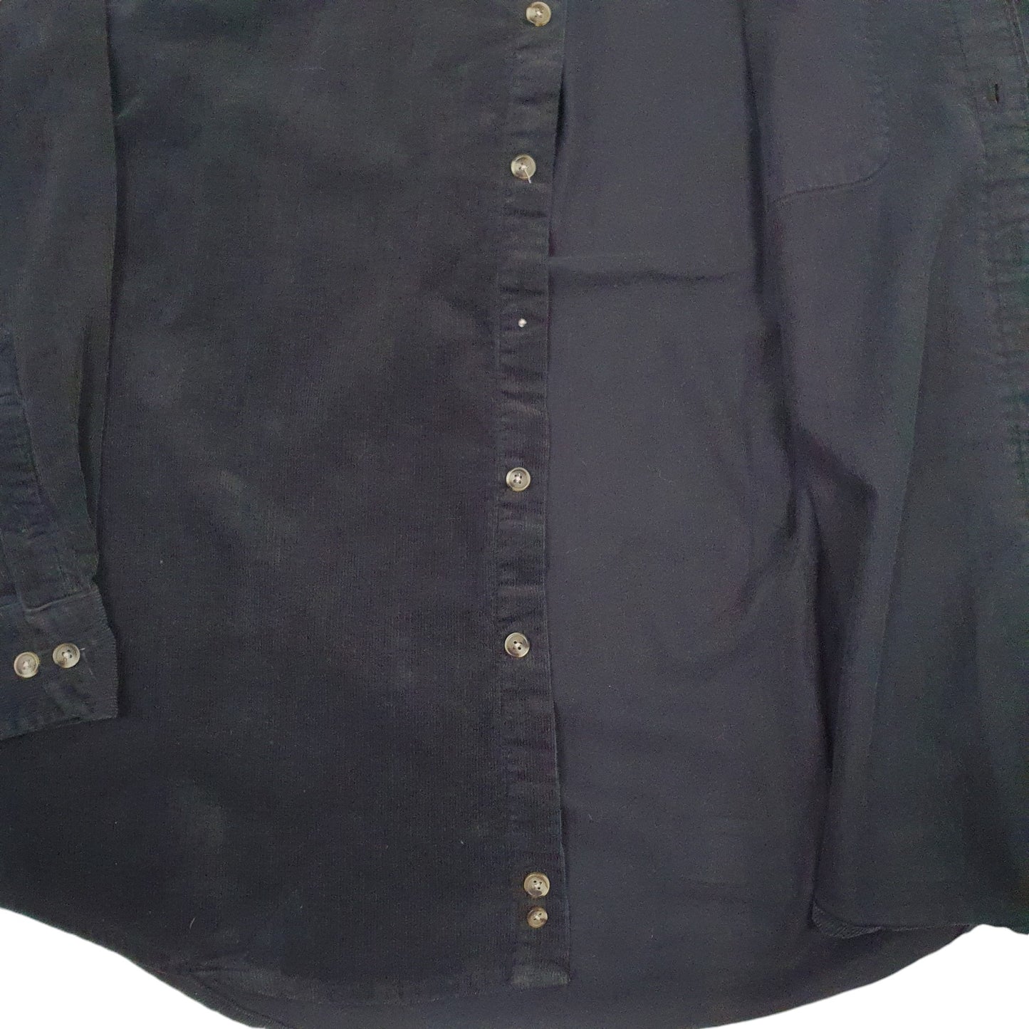 Mens Black Cambridge Classics Vintage 90s Corduroy Grandpa Collar Long Sleeve Shirt