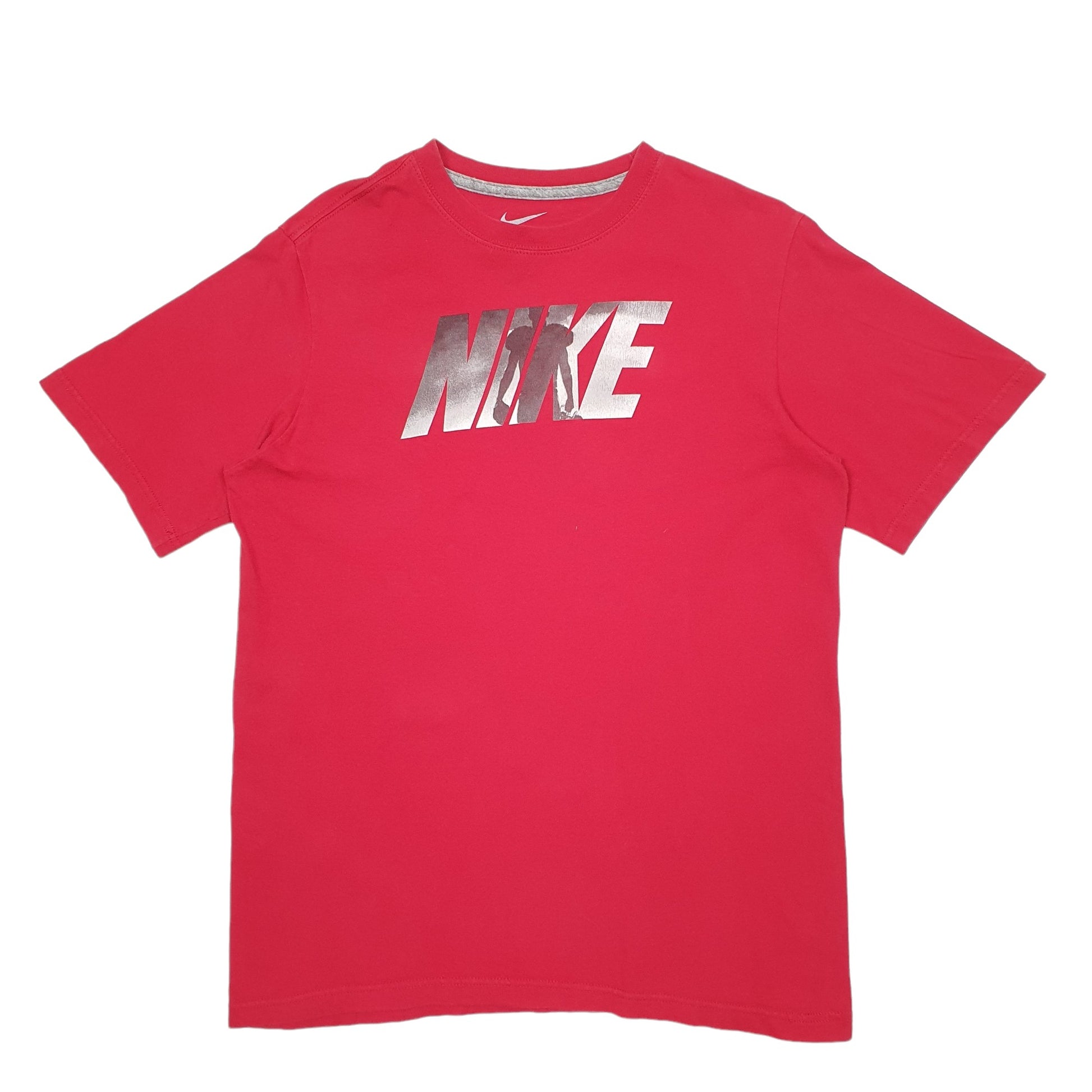 Mens Red Nike Spellout Short Sleeve T Shirt