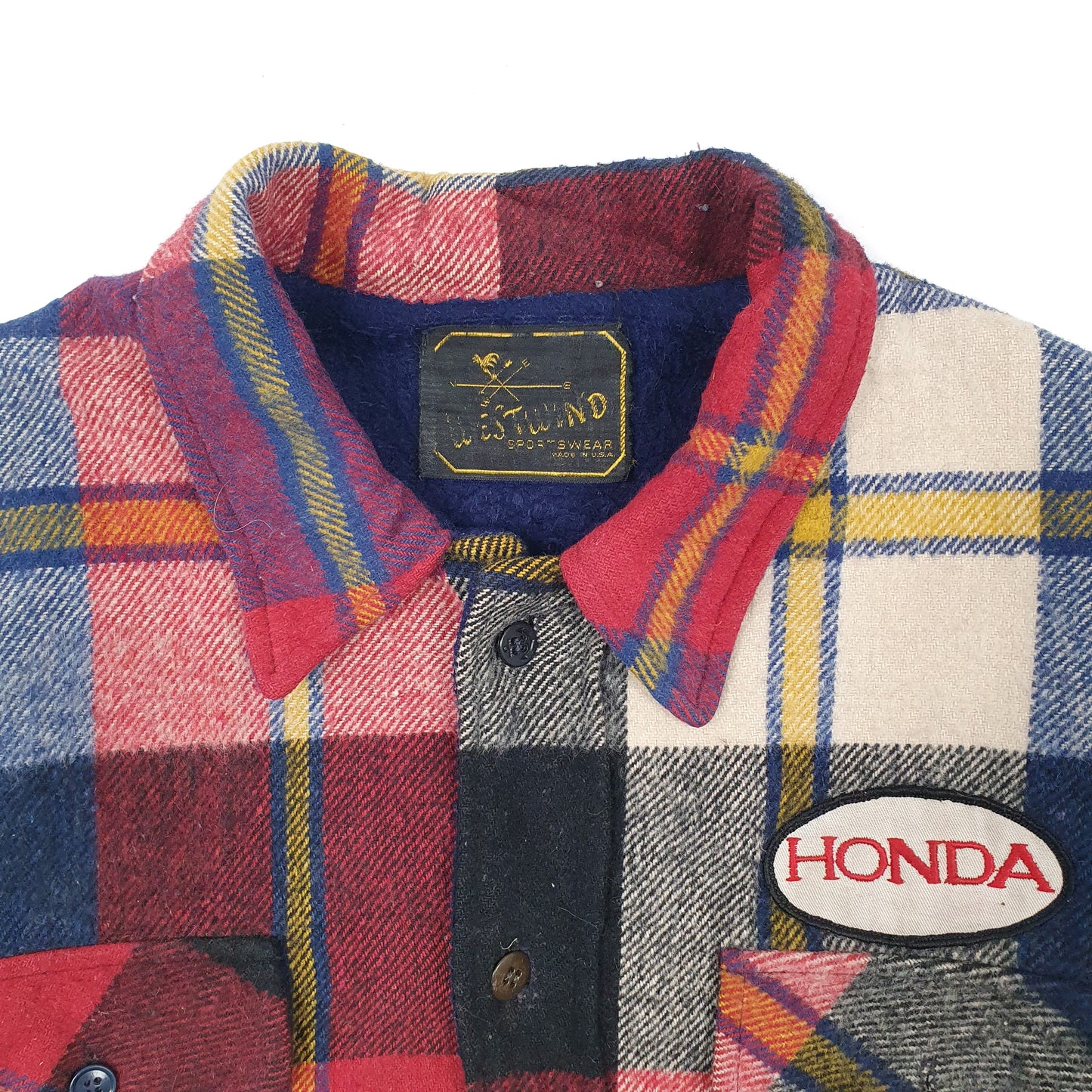 Mens Blue Westwind Vintage 1960s 70s Plaid Mackinaw Bomber Honda  Coat