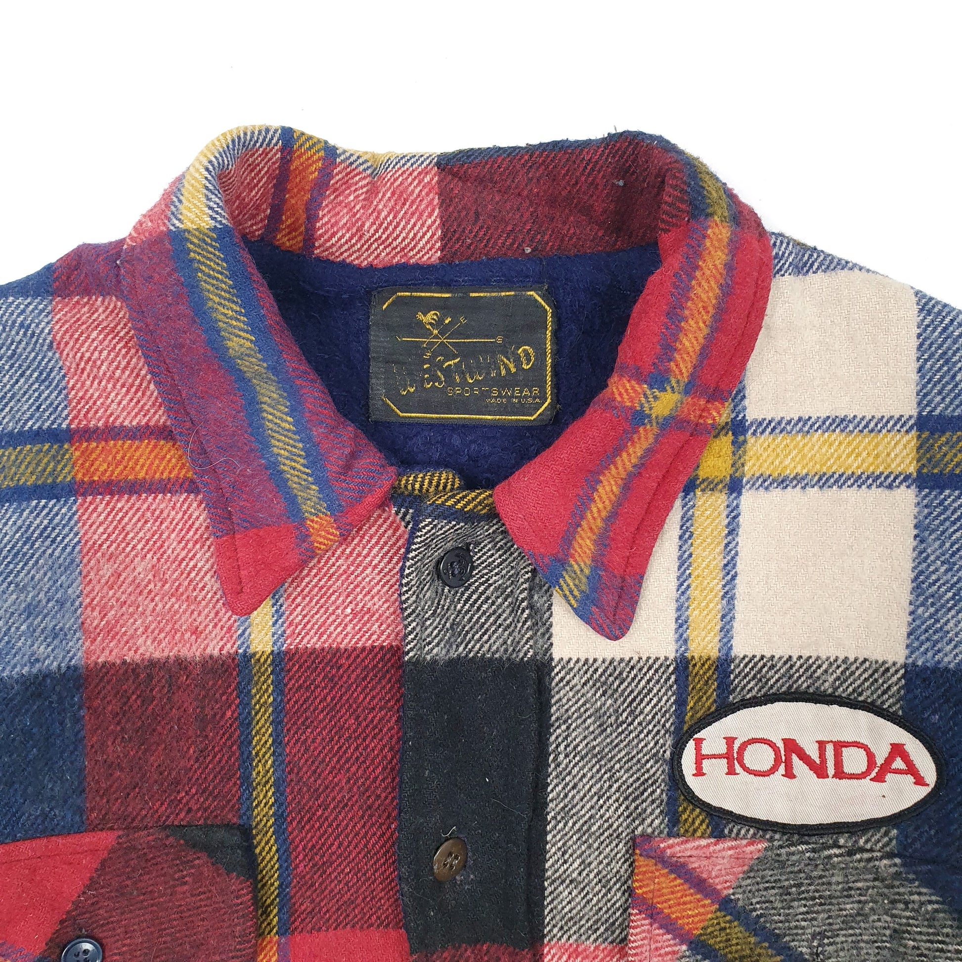 Mens Blue Westwind Vintage 1960s 70s Plaid Mackinaw Bomber Honda  Coat