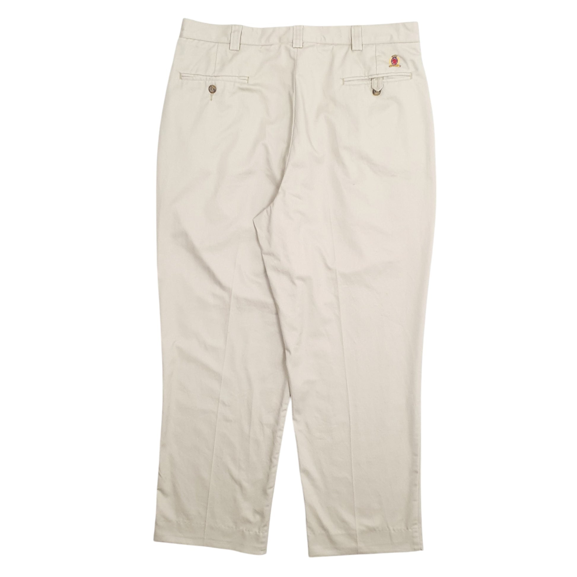 Mens Cream Tommy Hilfiger Double Pleated Chino Trousers