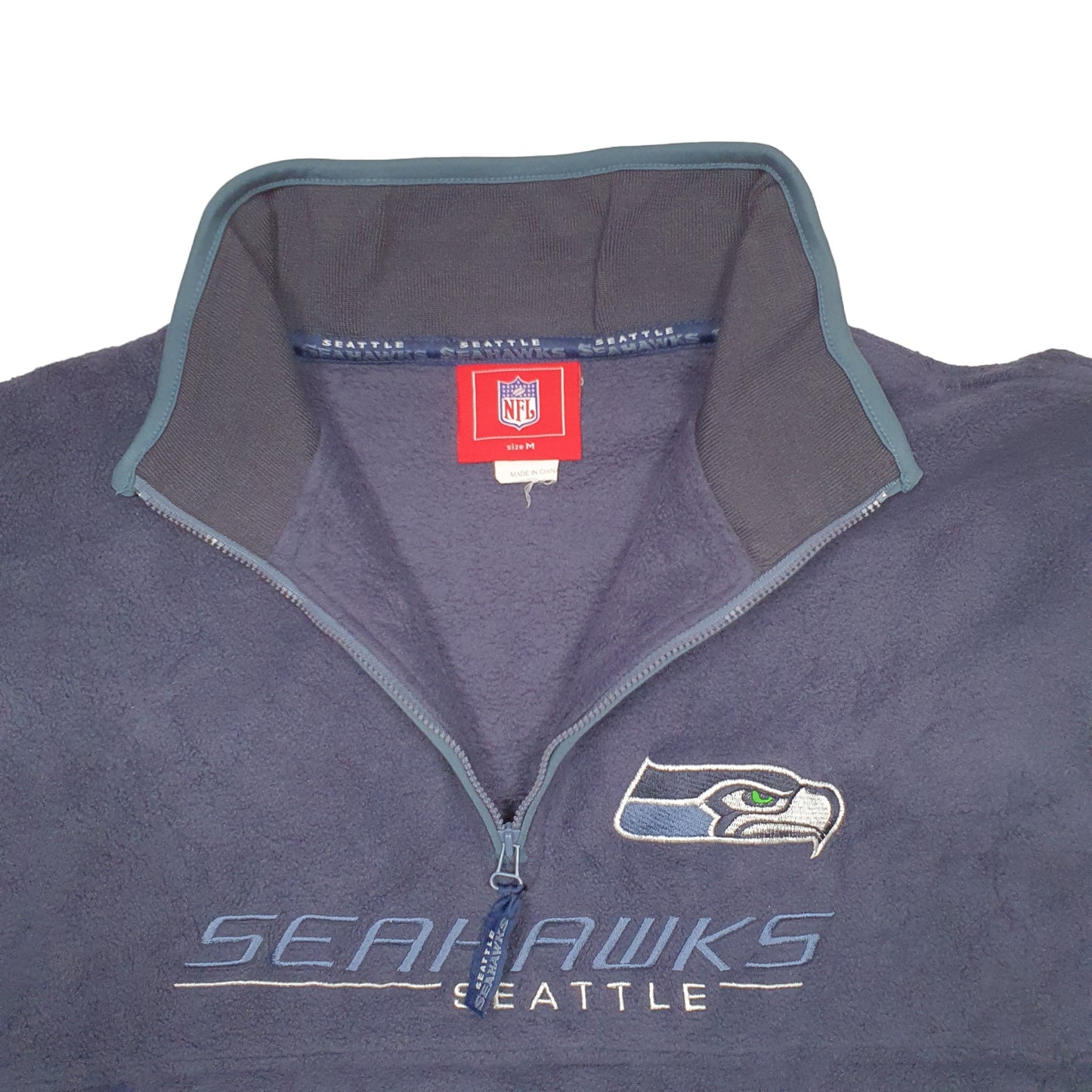Mens Navy NFL Seattle Seahawks Football Quarter Zip Jumper