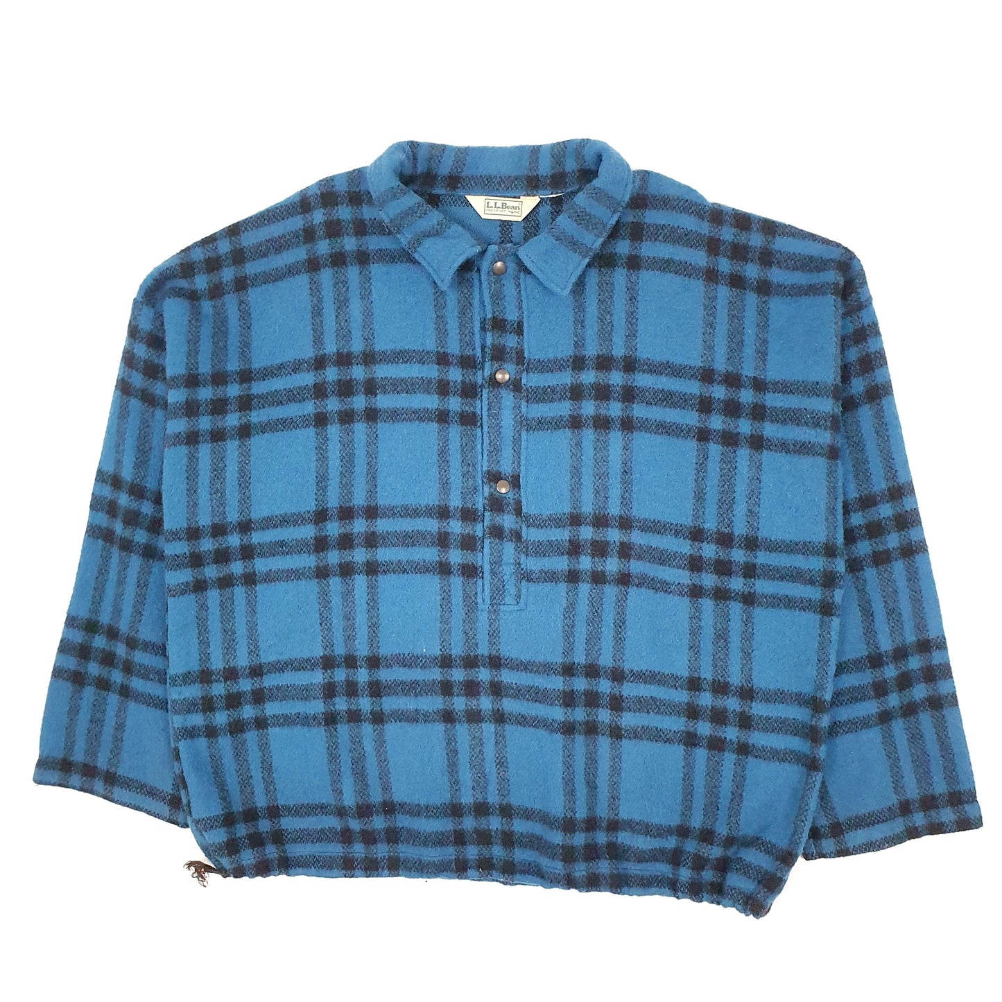 Mens Blue L.L.Bean Vintage 1970s 80s Pullover Mackinaw Jacket Quarter Zip Jumper