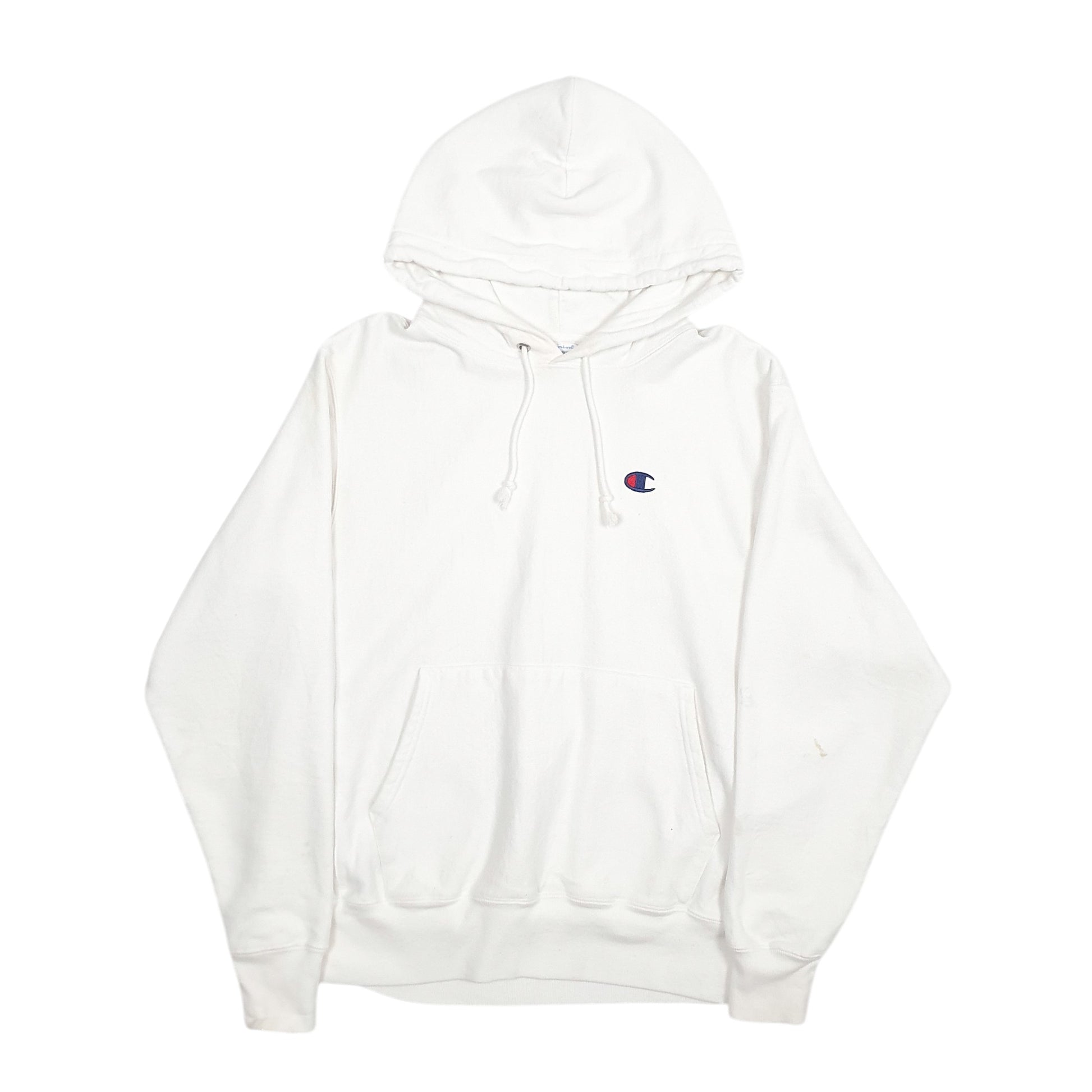 Mens White Champion Reverse Weave Hoodie Jumper