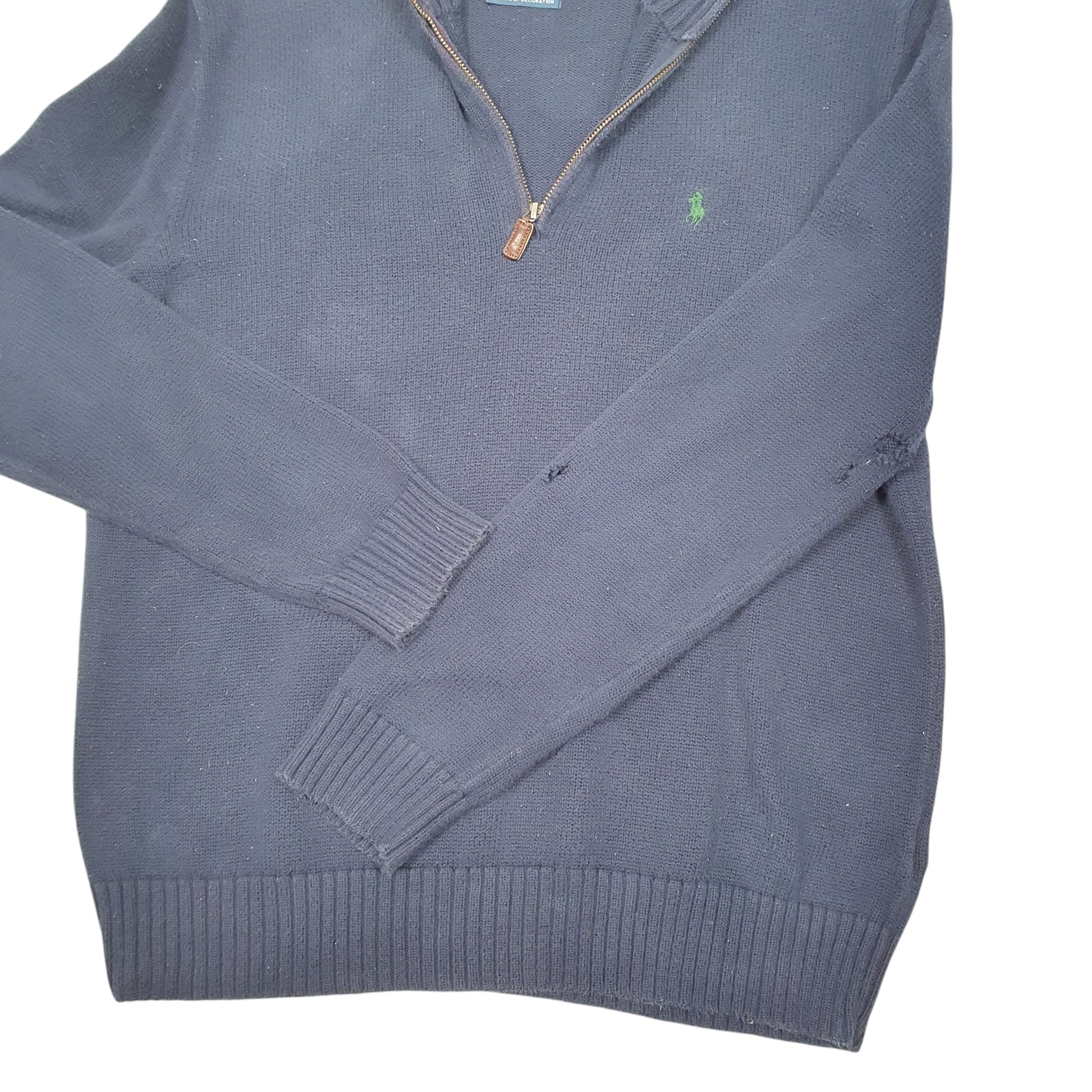 Mens Navy Polo Ralph Lauren Knit Quarter Zip Jumper
