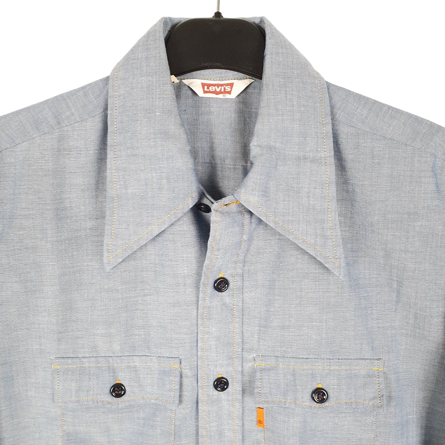 Mens Blue Levis Vintage Orange Tab Retro Casual Long Sleeve Shirt