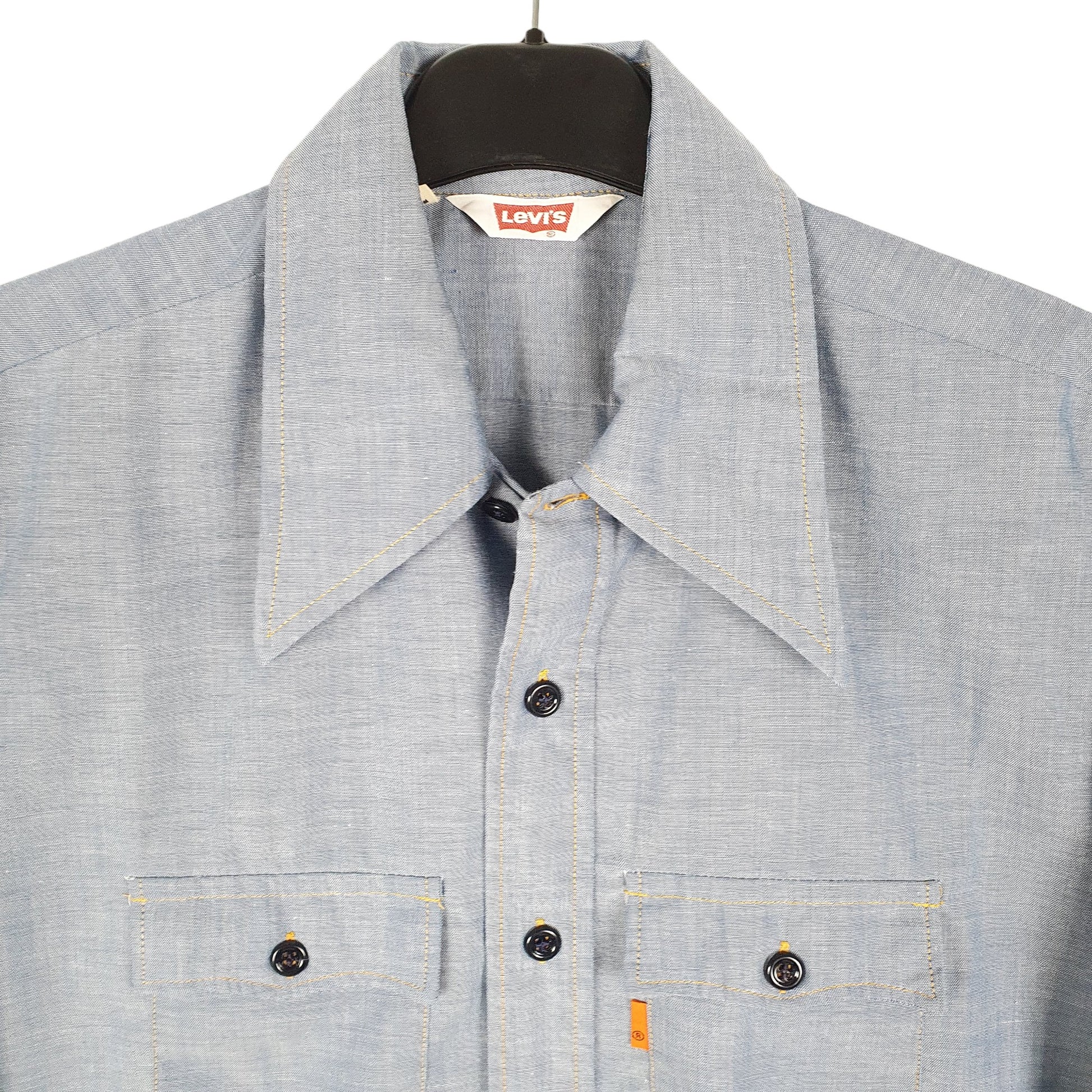 Mens Blue Levis Vintage Orange Tab Retro Casual Long Sleeve Shirt