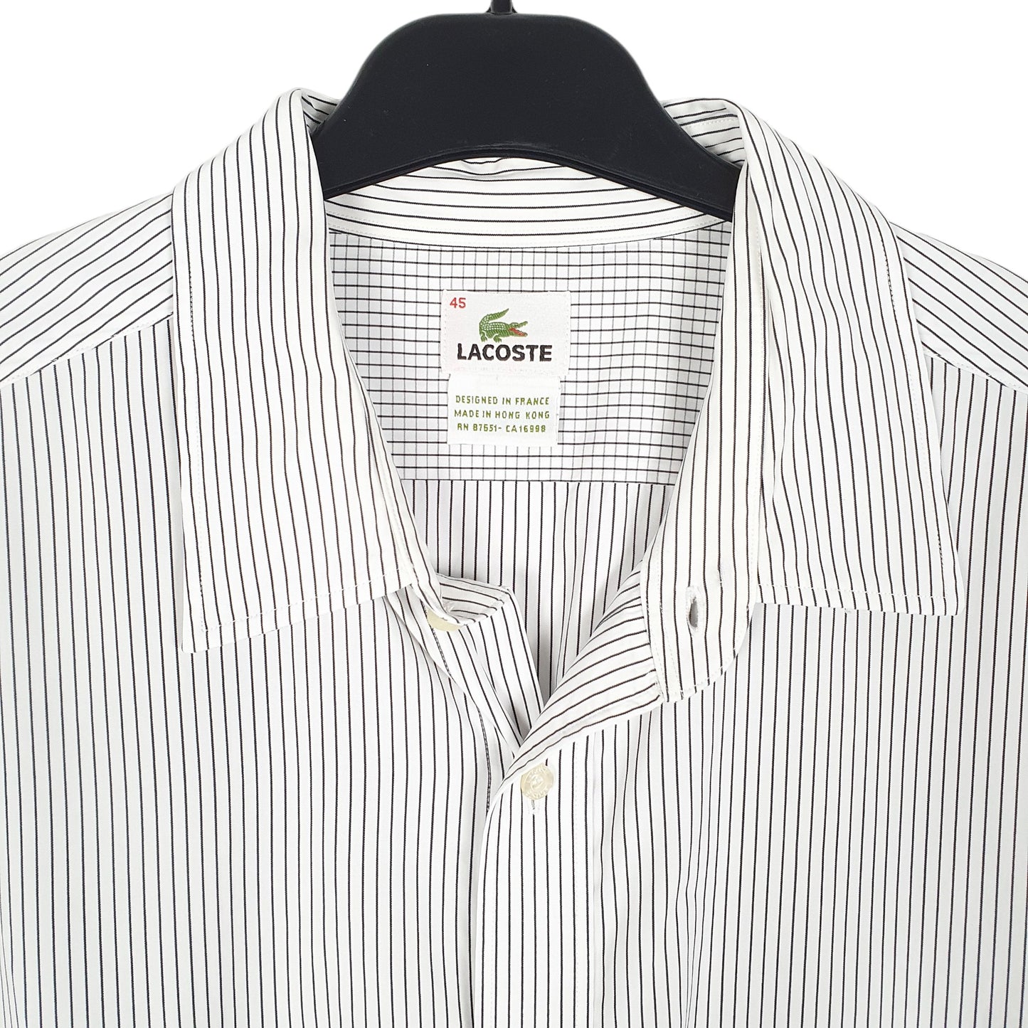 Mens White Lacoste  Long Sleeve Shirt