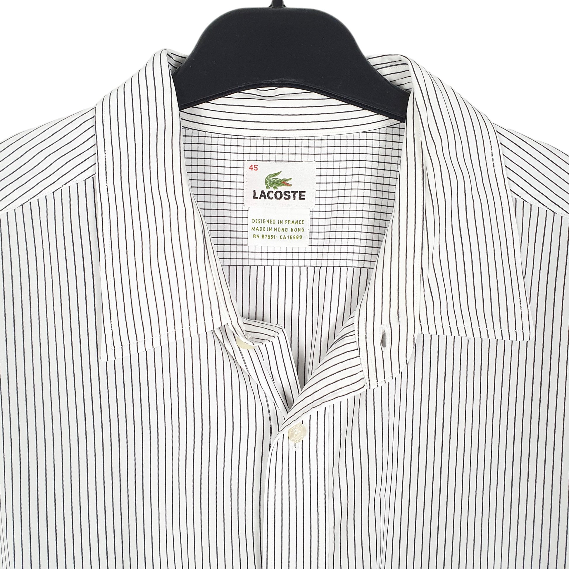 Mens White Lacoste  Long Sleeve Shirt