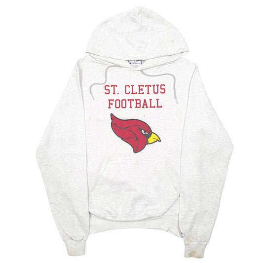 Mens Grey Champion St Cletus Football USA Spellout Hoodie Jumper