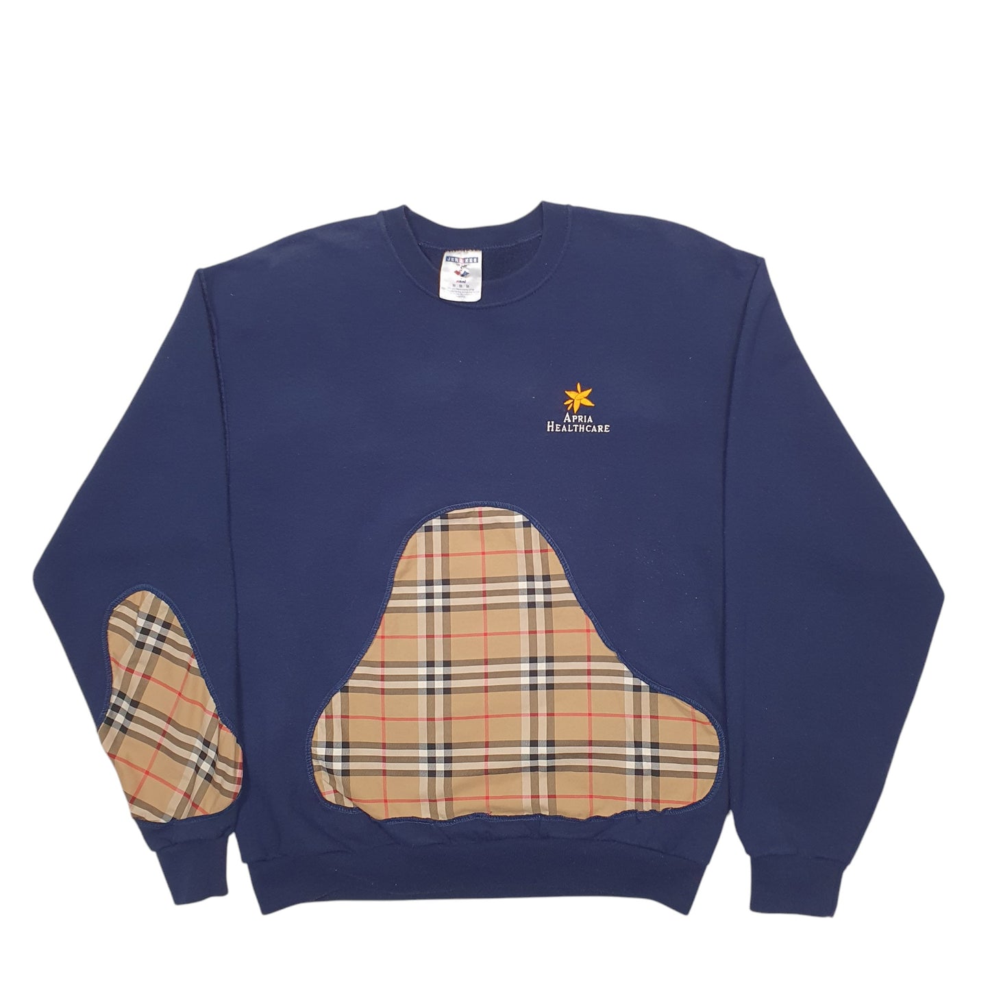 Womens Navy Jerzees Reworked Handmade Crewneck Jumper