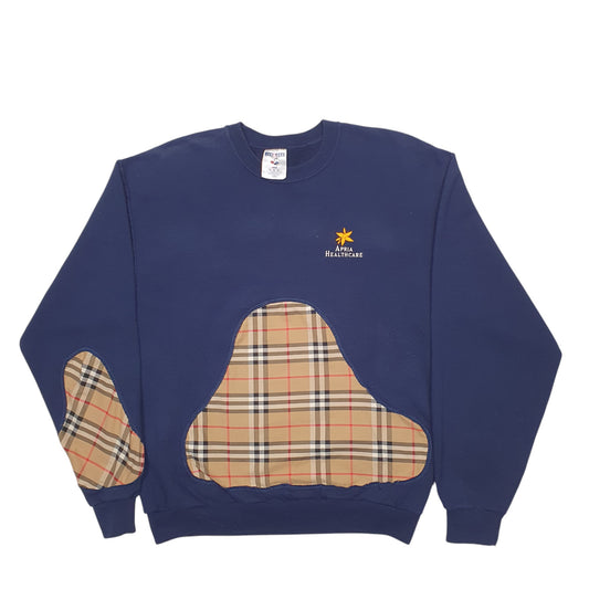 Womens Navy Jerzees Reworked Handmade Crewneck Jumper