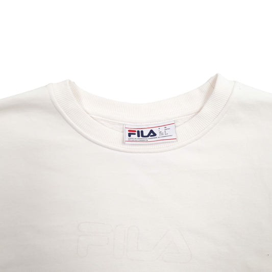 Womens White Fila Spellout Crewneck Jumper